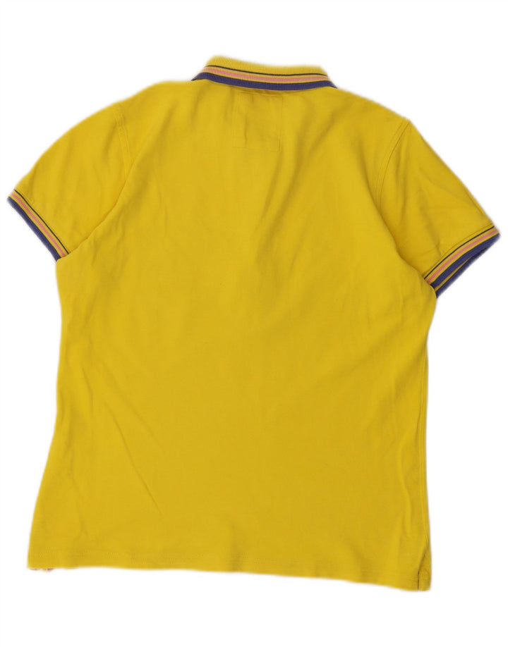 Refrigue Damen Poloshirt UK 14 Large Gelb Baumwolle