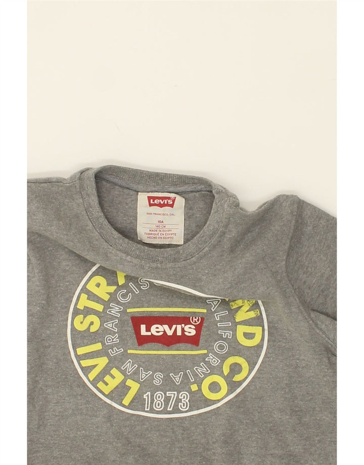 LEVI'S Boys Graphic Sweatshirt Jumper 9-10 Years Grey Cotton Vintage Levi's and Second-Hand Levi's from Messina Hembry 
