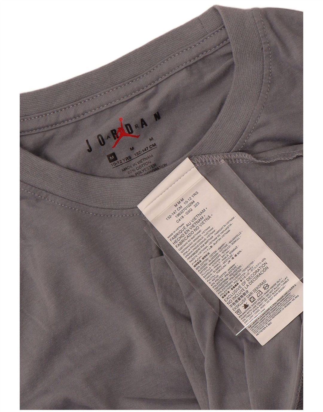 JORDAN T-Shirt-Oberteil für Jungen, 10–11 Jahre, mittelgraue Batik-Baumwolle