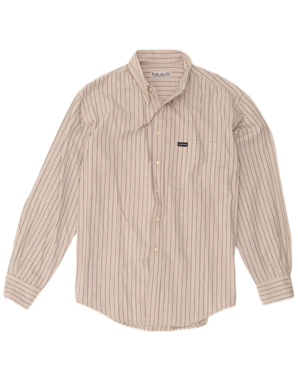 Sergio Tacchini Mens Shirt Medium Grey Striped Cotton