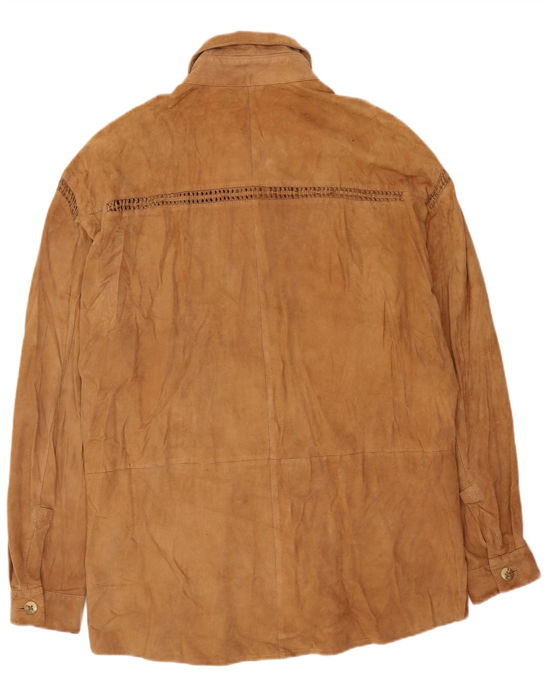 Vintage Damen Overshirt Wildleder Shirt UK 14 Medium Beige Leder