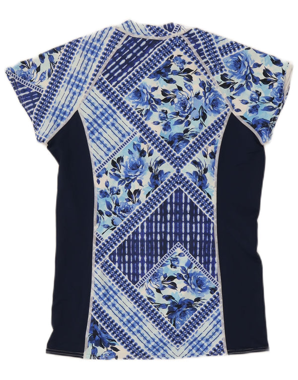 O'Neill Damen-T-Shirt mit Reißverschluss, Grafik, Gr. 40, Marineblau, Blumenmuster