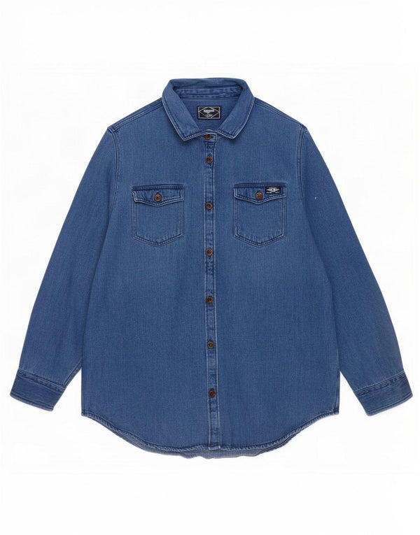 Superdry Damen Jeanshemd UK 16 Large Blau Baumwolle