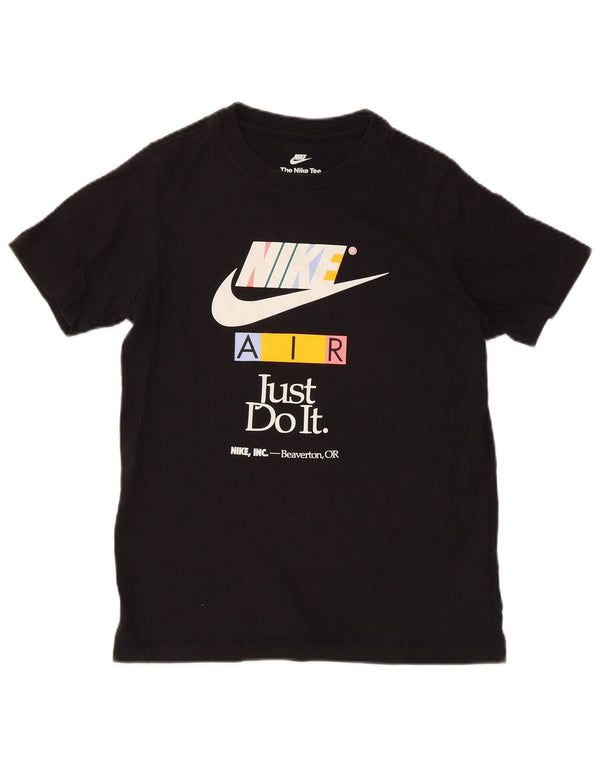 Nike Jungen-T-Shirt mit regulärer Grafik, 12–13 Jahre, Größe L, Schwarz, Baumwolle, Sport