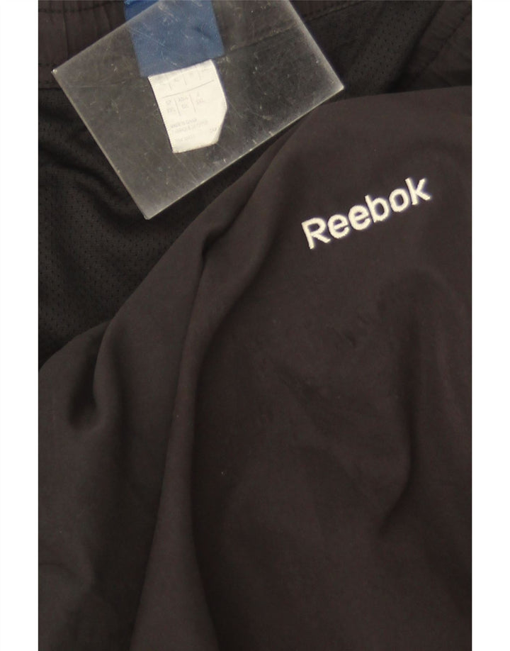 Reebok Herren-Trainingshose XL, schwarzes Colourblock-Polyester