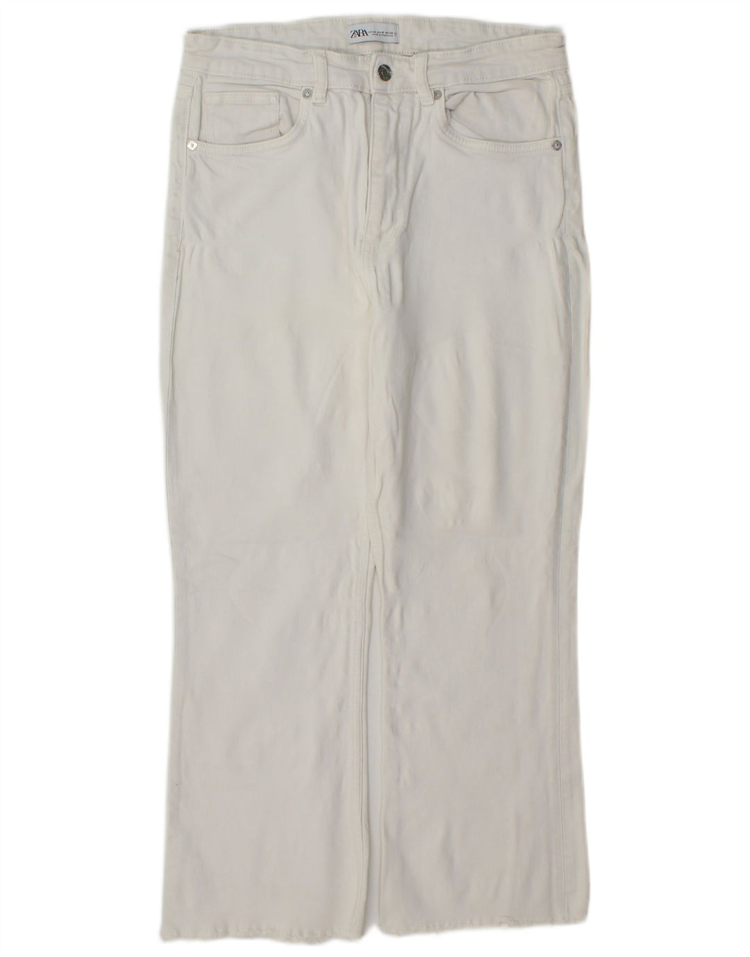 Gerade geschnittene Damenhose von Zara, Größe L, W32, L25, Weiß
