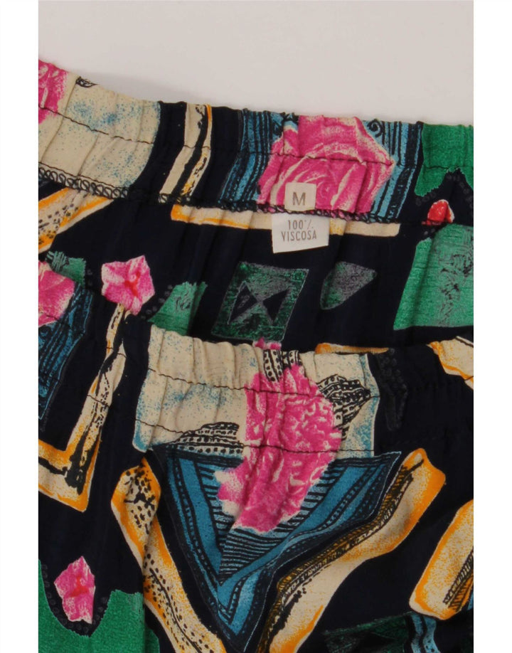 Vintage Damen Faltenrock Medium W34 Mehrfarbige Patchwork-Viskose