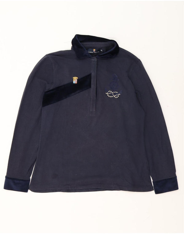 Marina Militare Damen Grafik-Langarm-Poloshirt UK 18 XL Marineblau