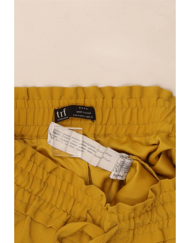 ZARA Damen Tapered Cropped-Hose, Größe S, W26, L25, Gelb, Polyester