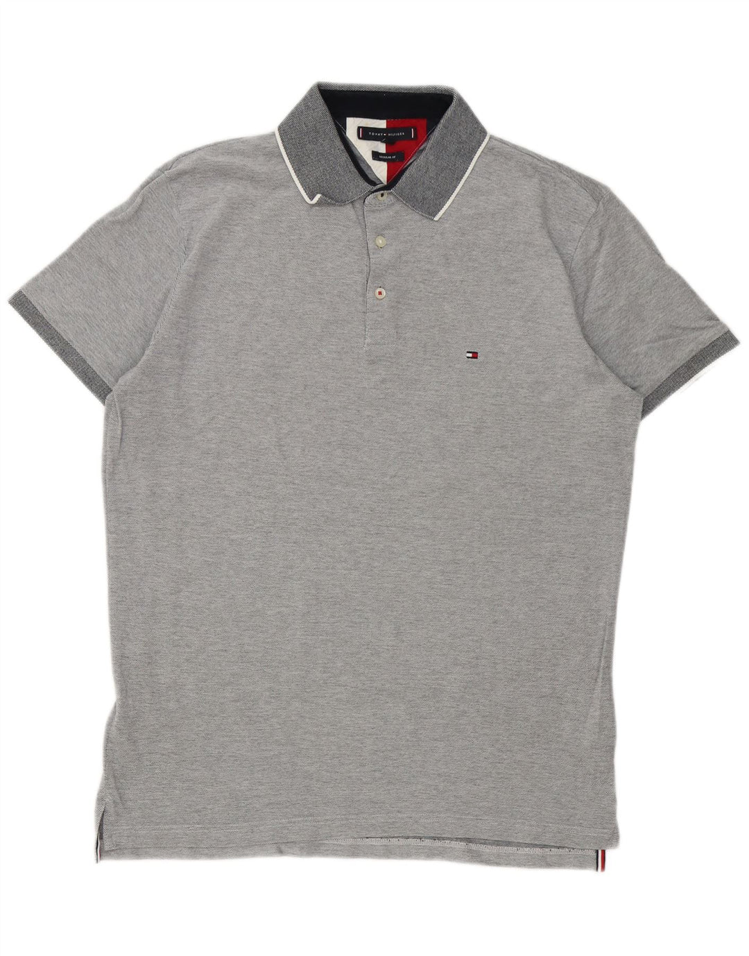 Tommy Hilfiger Herren-Poloshirt mit normaler Passform, große graue Baumwolle