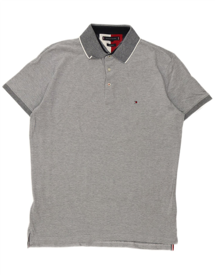 Tommy Hilfiger Herren-Poloshirt mit normaler Passform, große graue Baumwolle