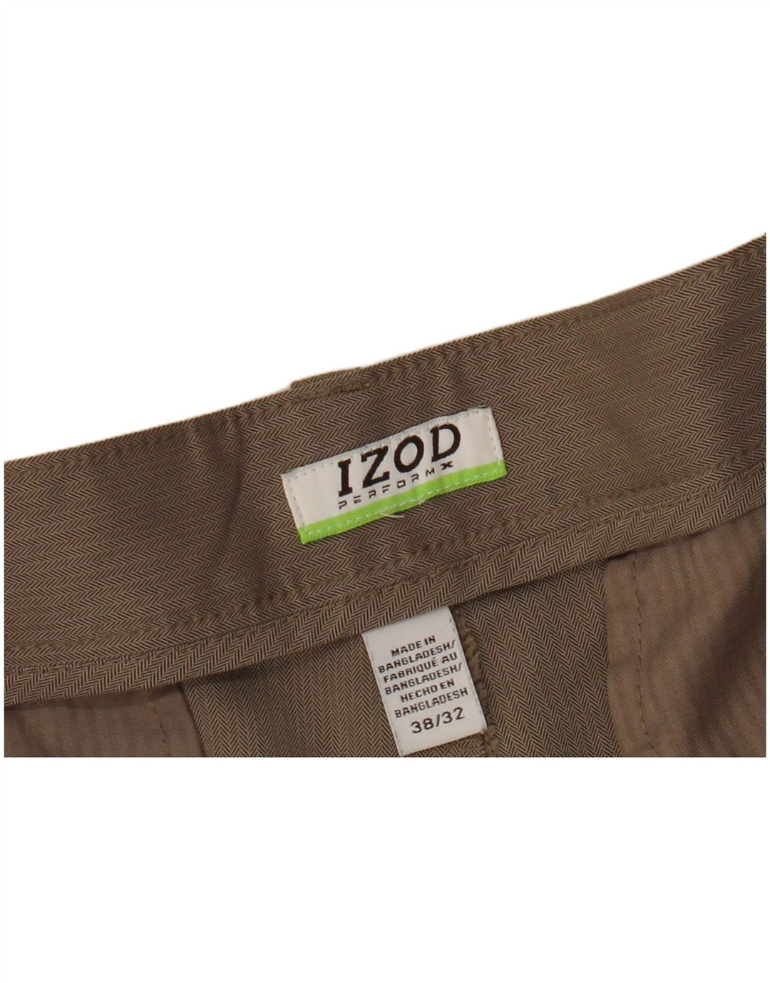 IZOD Herren gerade Chinohose W38 L32 Beige Fischgrätenmuster Polyester
