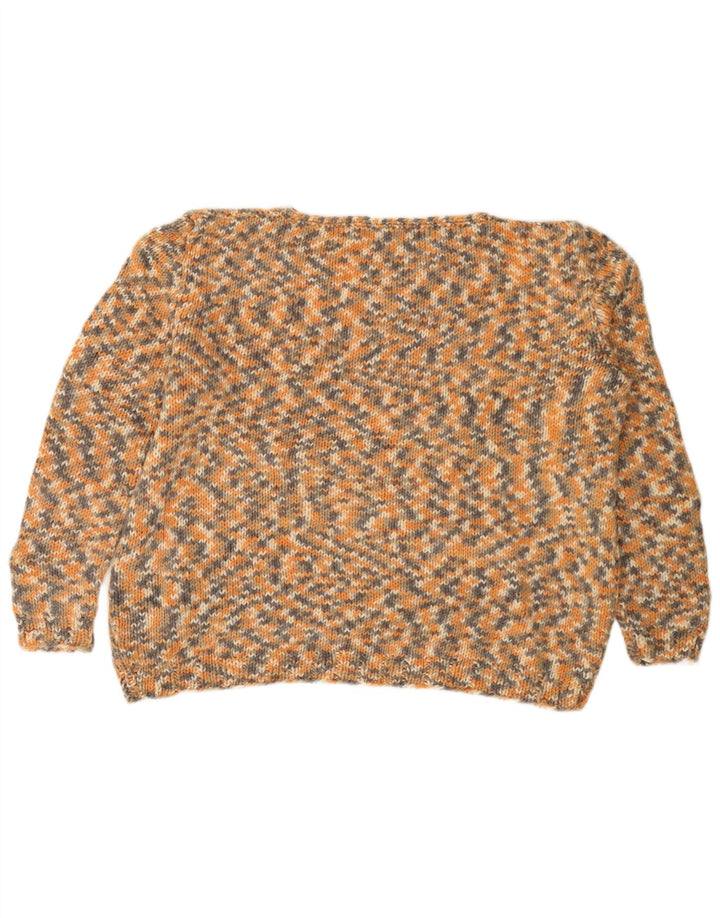 VINTAGE Übergroßer Damen-Pullover mit U-Boot-Ausschnitt, UK 12, Mittelbeige