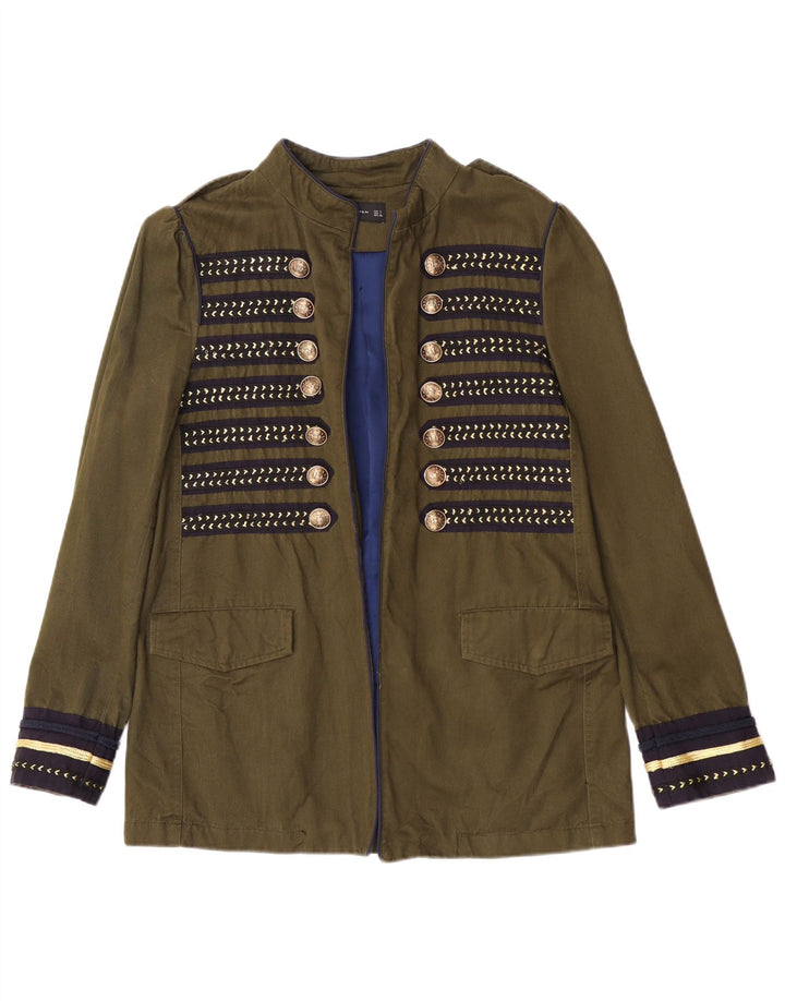 Zara Damen Offene Militärjacke UK 14 Large Grün