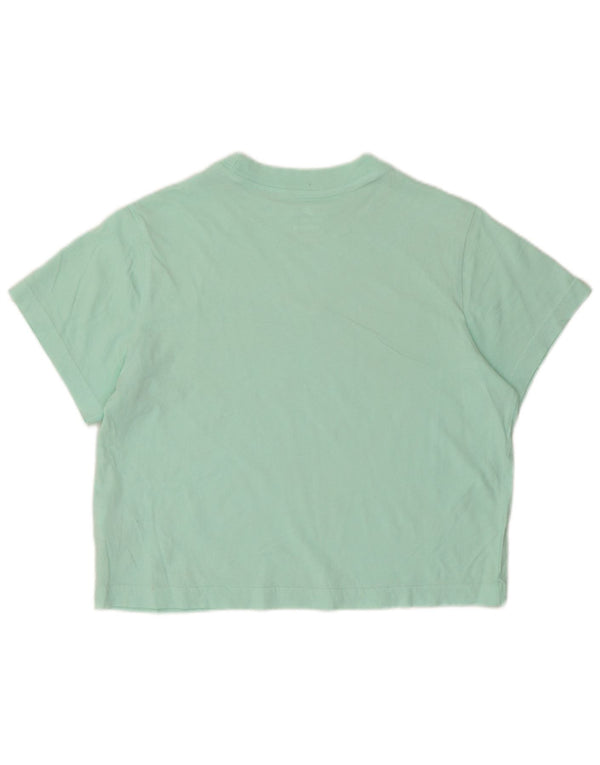 Nike Damen Crop Loose Fit T-Shirt Top UK 16 Large Türkis Baumwolle