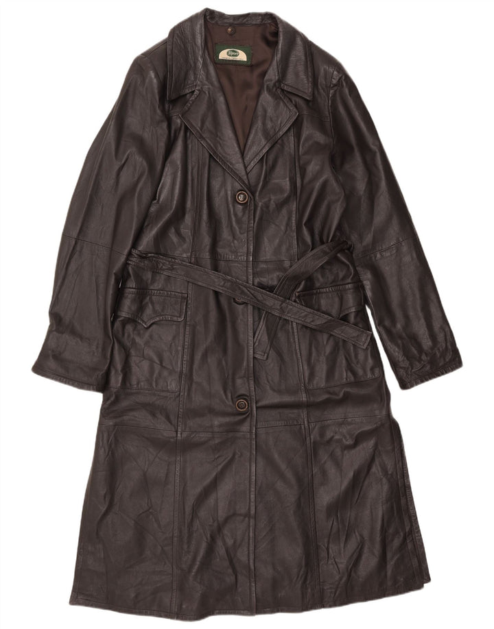 Vintage Damen Ledermantel IT 50 XL Braunes Leder