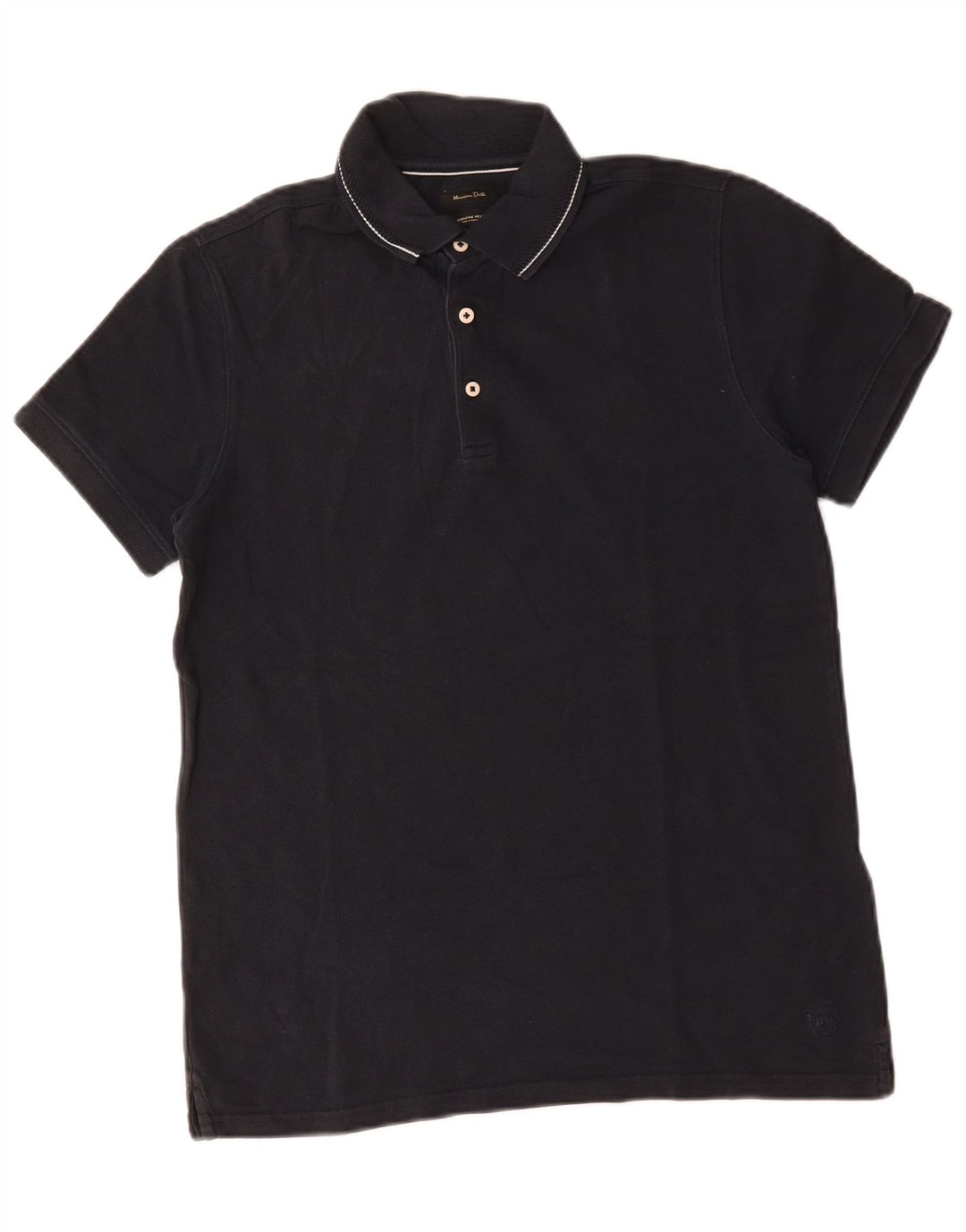 Massimo Dutti Herren-Poloshirt, mittelmarineblaue Baumwolle