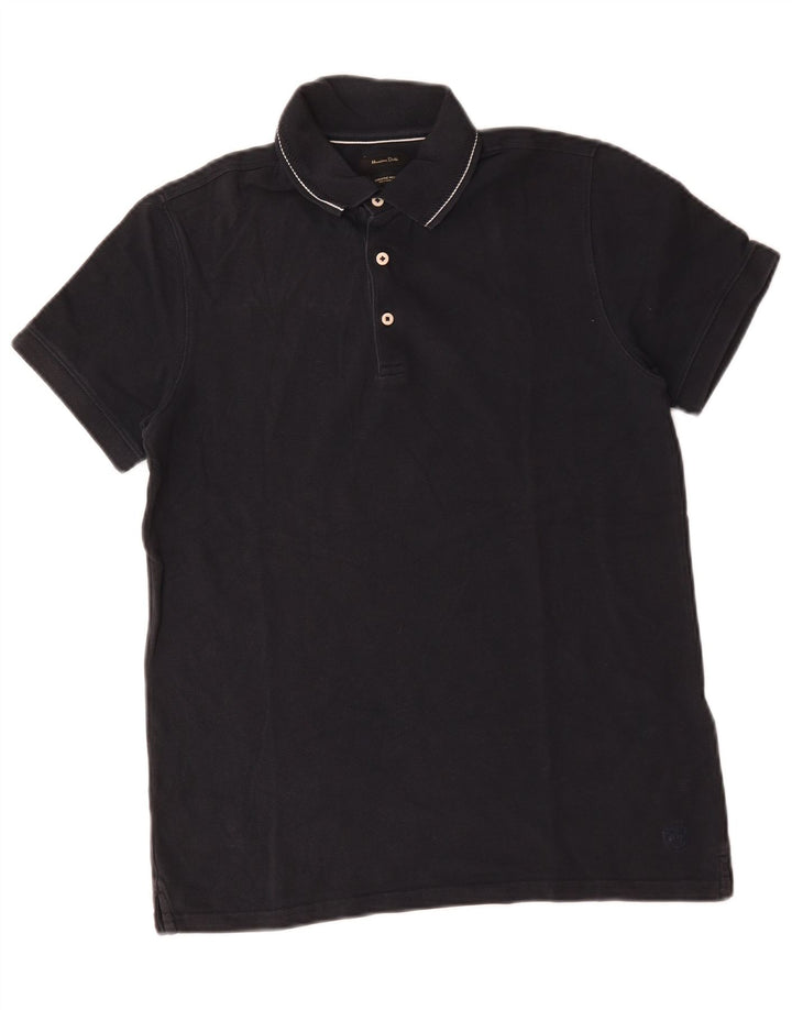 Massimo Dutti Herren-Poloshirt, mittelmarineblaue Baumwolle