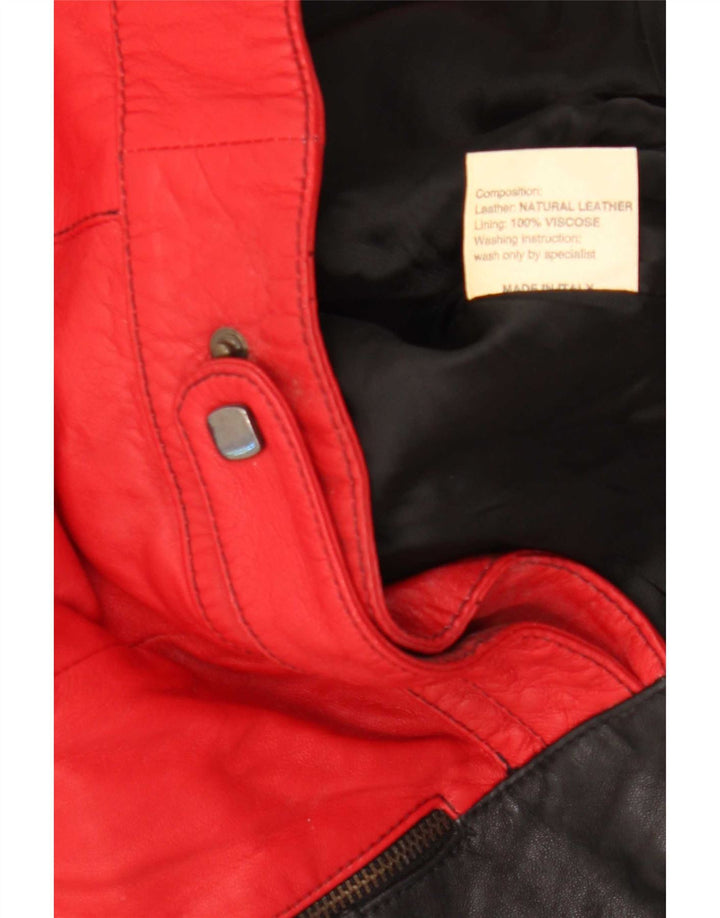 David 2 Damen Lederjacke UK 14 Mittelrotes Colourblock-Leder