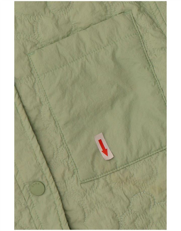 Zara Damen Steppjacke UK 4 XS Grünes Nylon