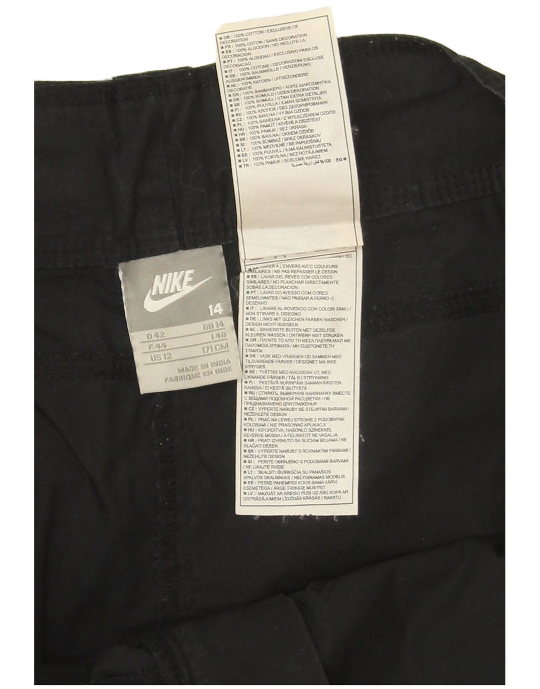 Nike Damen Mini Cargo Rock UK 14 Large W34 Schwarze Baumwolle