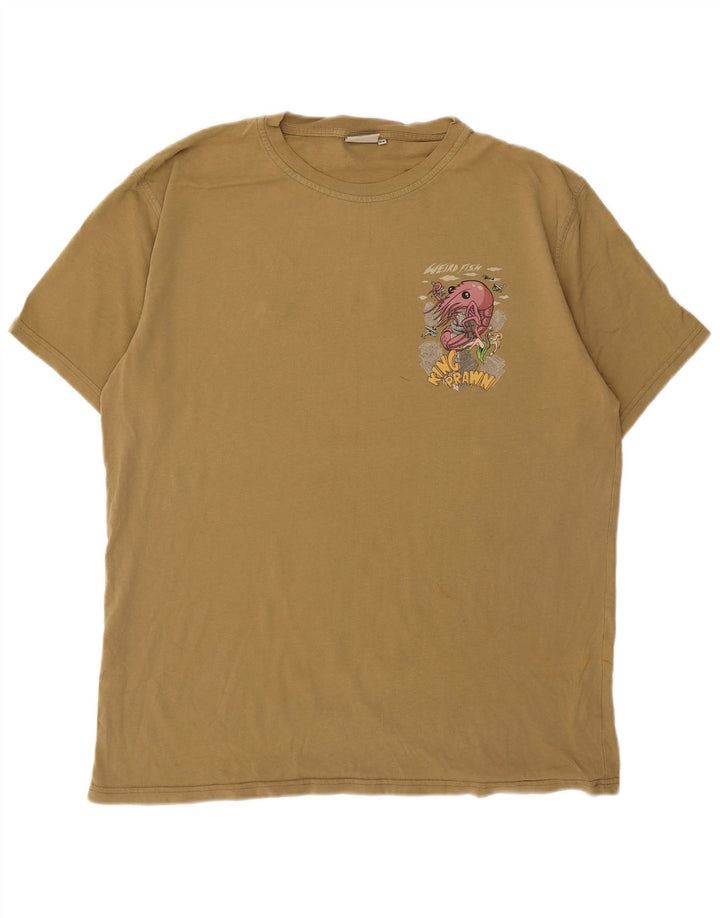 Weird Fish Herren-T-Shirt mit Grafik, mittlere Khaki-Baumwolle