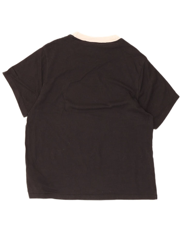 Adidas Damen T-Shirt Top UK 10 Small Schwarz Baumwolle