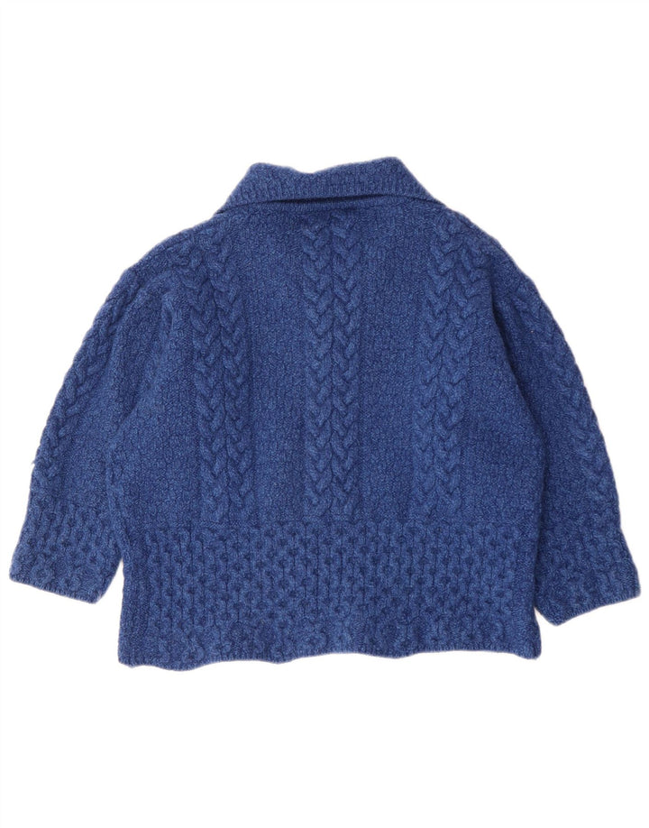 Blarney Damen Strickjacke Pullover UK 16 Große blaue Merinowolle