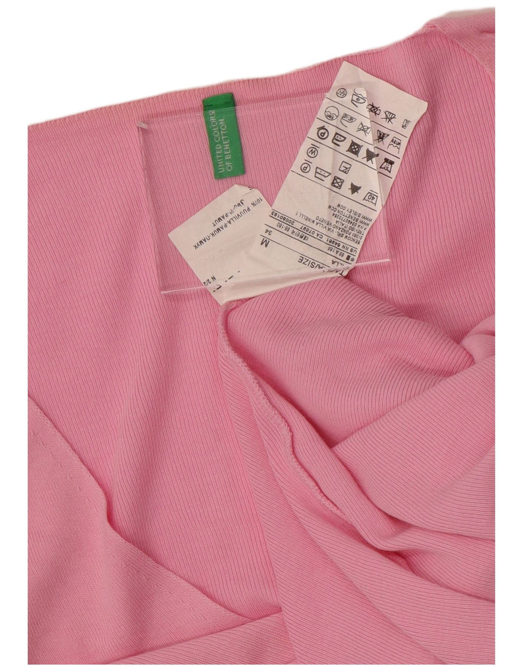 BENETTON Damen-Pullover mit V-Ausschnitt, UK 12, mittelrosa, Baumwolle