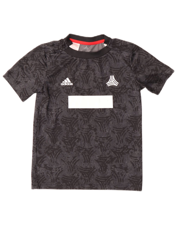 Adidas Jungen Grafik T-Shirt Top 9-10 Jahre Schwarzes geometrisches Polyester