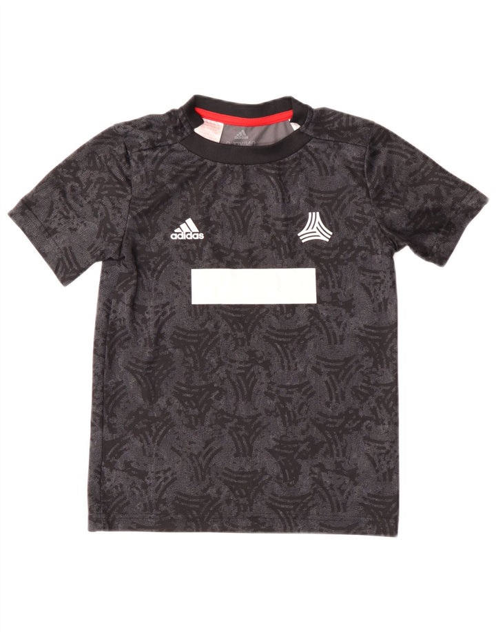 Adidas Jungen Grafik T-Shirt Top 9-10 Jahre Schwarzes geometrisches Polyester