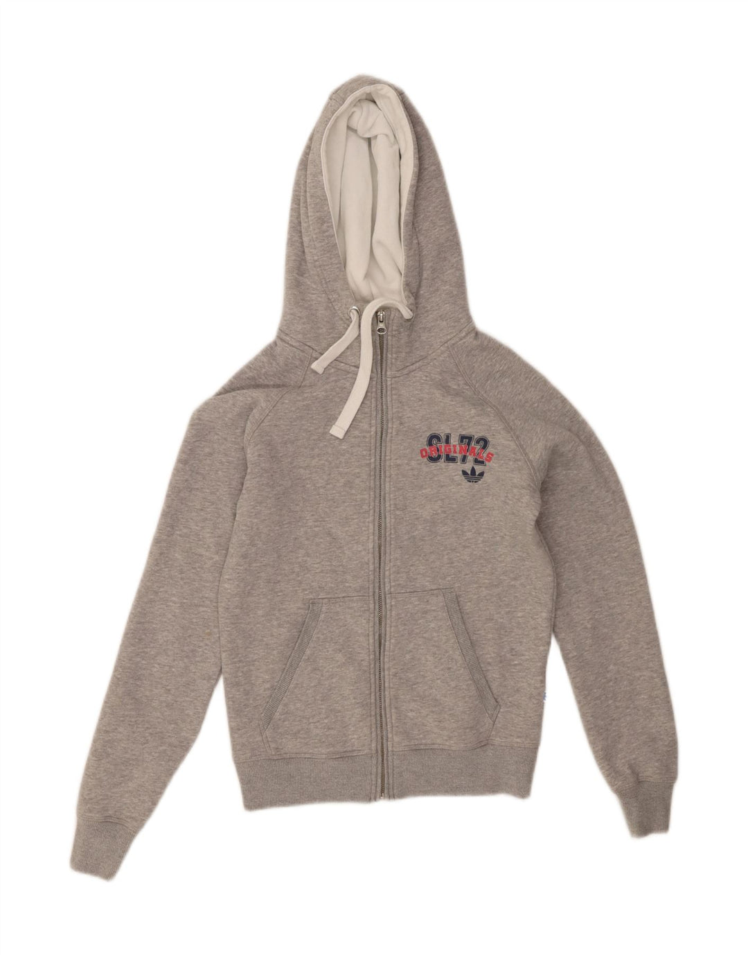 Adidas Damen Graphic Zip Hoodie Pullover UK 8 Small Graue Baumwolle