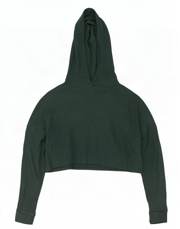 Topshop Damen Übergroßes Crop Top mit Kapuze, UK 16, Größe L, grüne Viskose