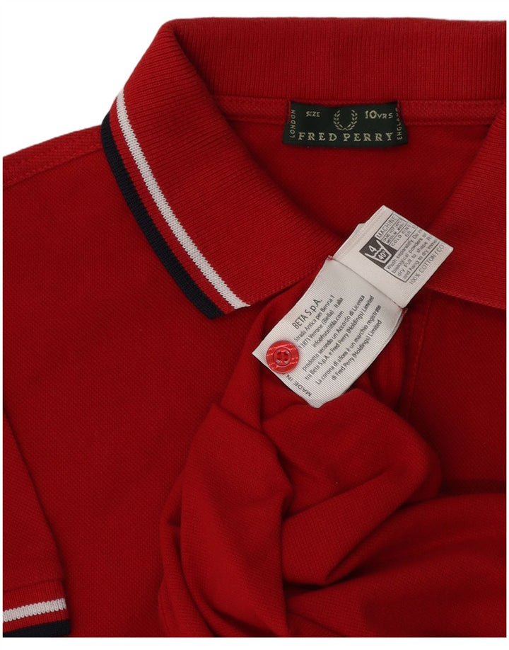 Fred Perry Jungen-Poloshirt, 9–10 Jahre, rote Baumwolle