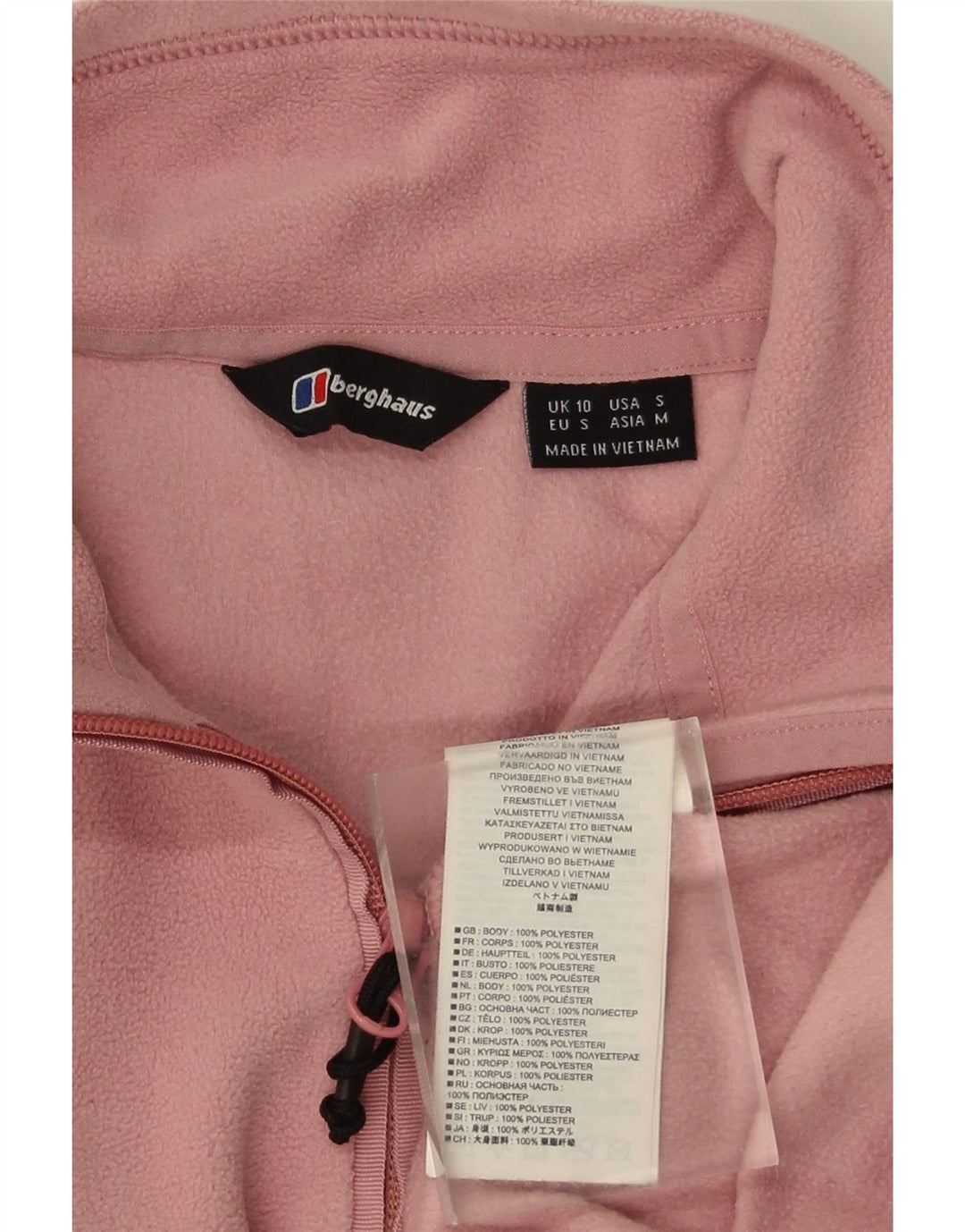 Berghaus Damen-Fleecepullover mit Reißverschluss am Hals, UK 10, Größe S, rosa, Polyester