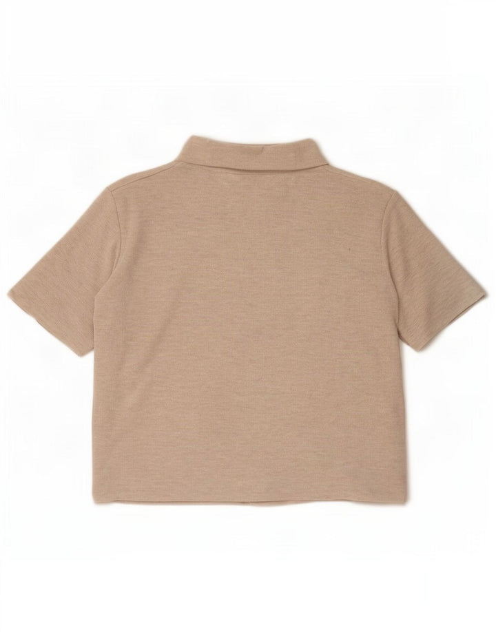 Zara Damen Trafaluc Crop T-Shirt Top UK 14 Medium Beige Polyester