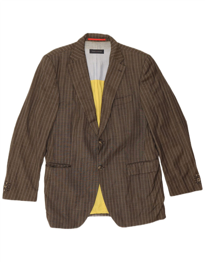 Tommy Hilfiger Herren-Blazer mit 2 Knöpfen, IT 52 XL, braun gestreift, Viskose