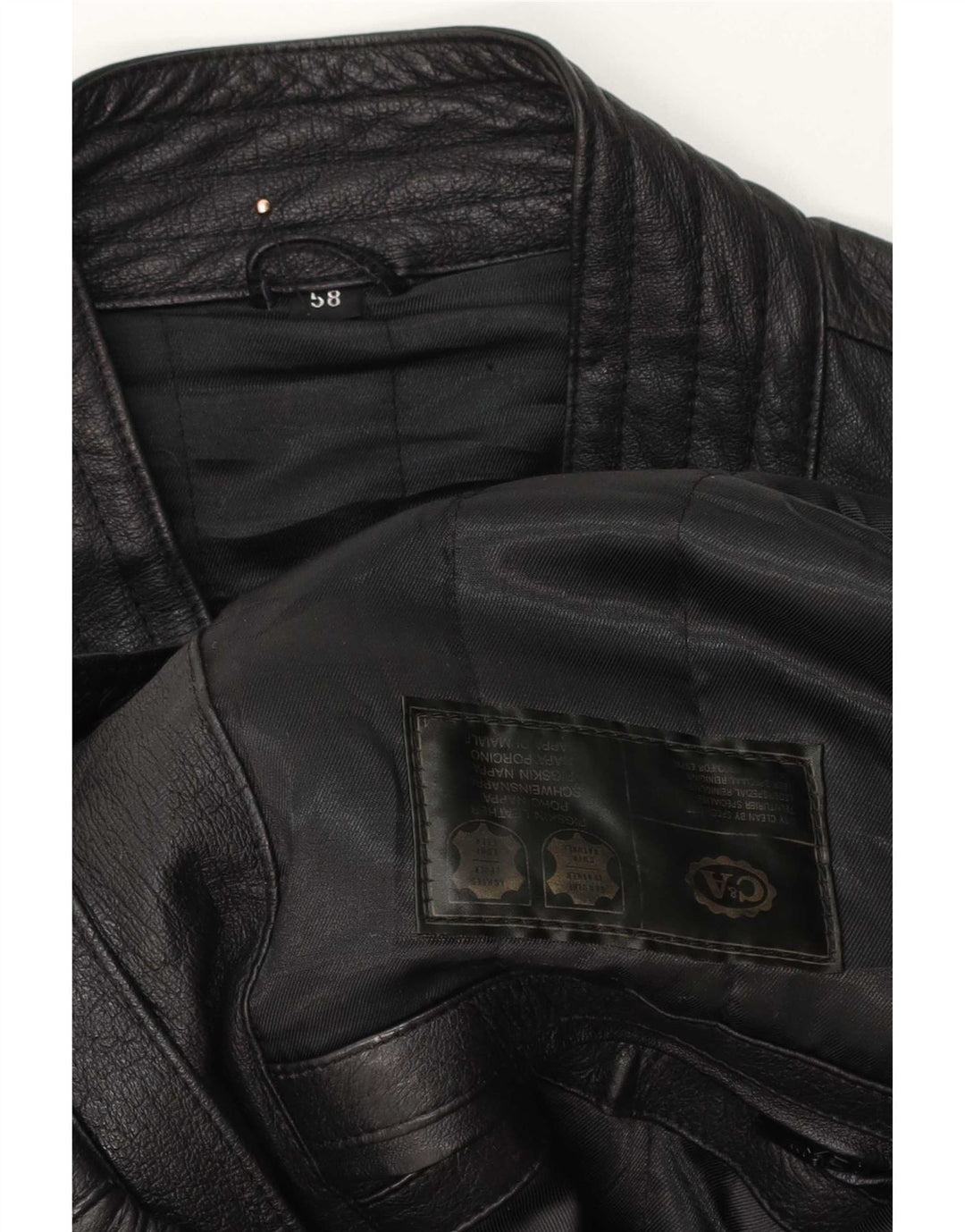 C&A Herren Leder Bomberjacke EU 58 XL Schwarz