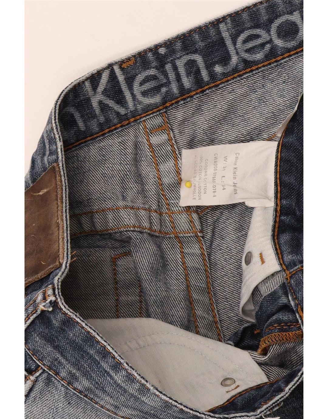 Calvin Klein Herren Straight Jeans W31 L34 Blaue Baumwolle