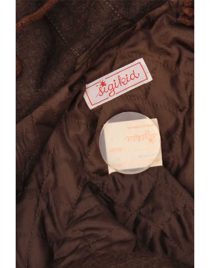 Vintage Damen Parka-Jacke in Übergröße mit grafischer Kapuze, UK 10, kleine braune Wolle