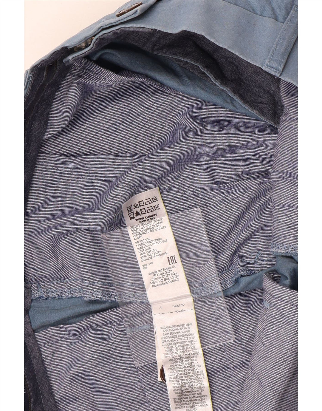 Gerade Herren-Chinohose von Marks & Spencer, W32, L29, Blau, Baumwolle