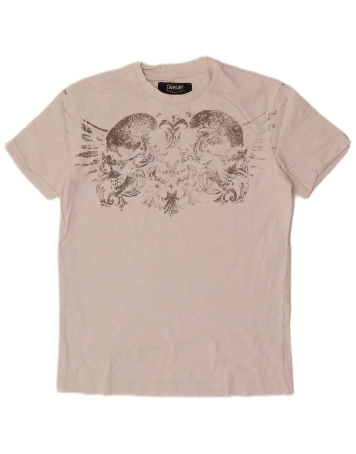 Replay Herren-T-Shirt mit Grafik, Größe S, Weiß