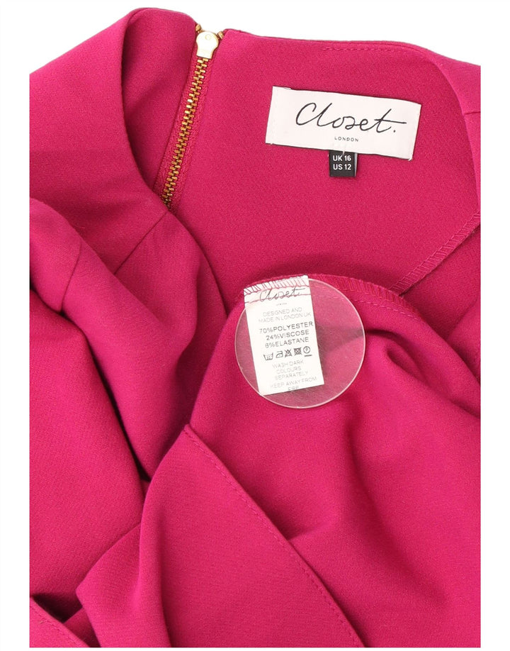 CLOSET Damen Asymmetrisches asymmetrisches Kleid UK 16 Large Pink Polyester