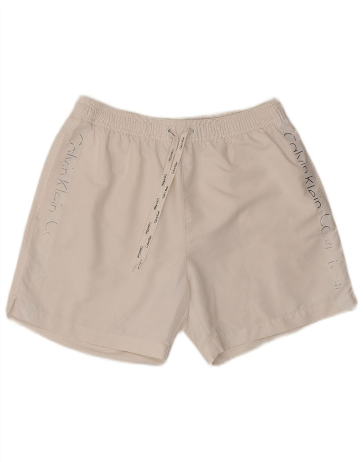 Calvin Klein Herren-Badeshorts mit Grafik, mittelweißes Polyester