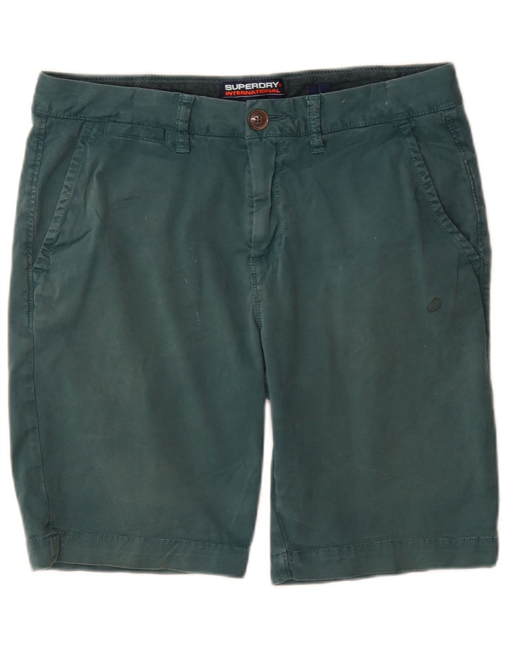 Superdry Herren Regular Chino Shorts W32 Mittelgrüne Baumwolle