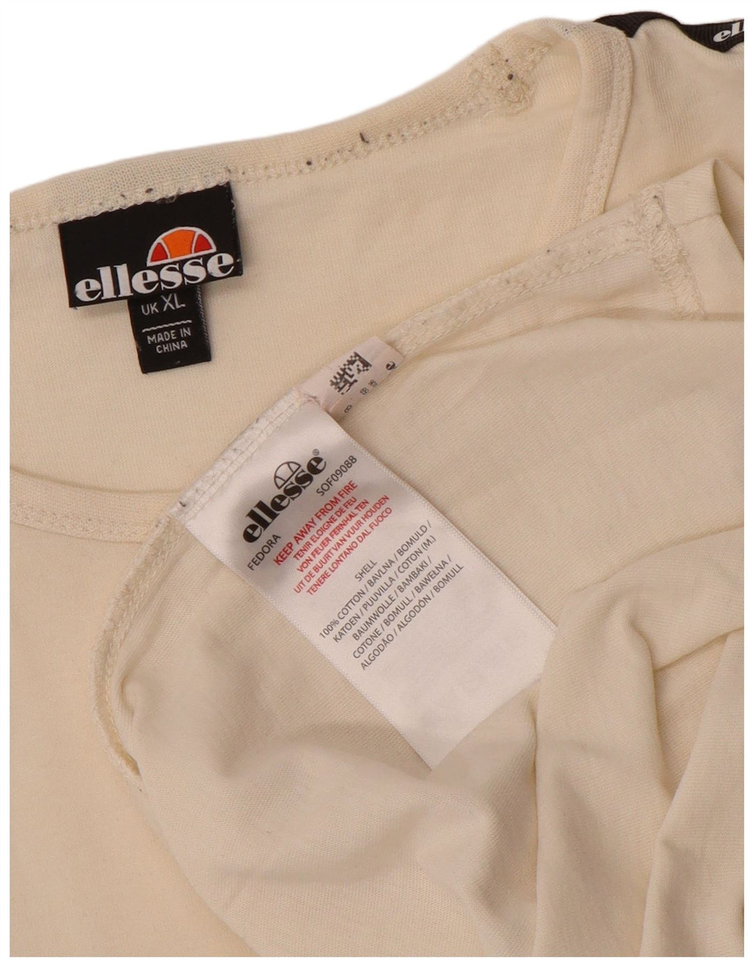 Ellesse Herren Grafik-T-Shirt-Oberteil XL aus weißer Baumwolle