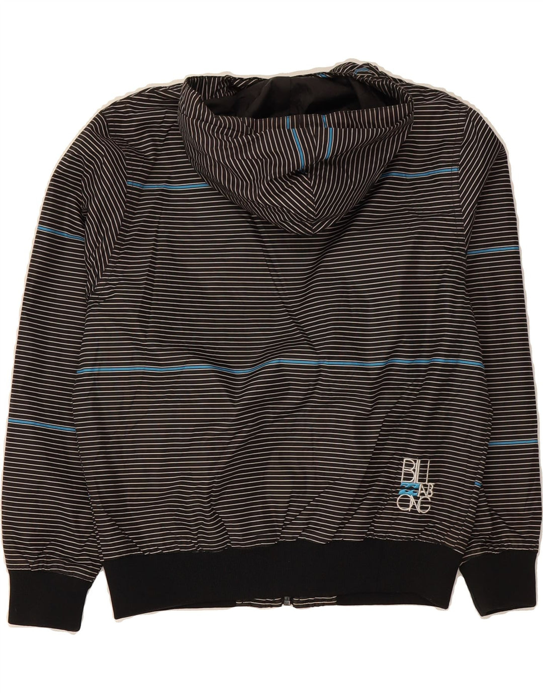 BILLABONG Boys Hooded Bomber Jacket 9-10 Years Black Pinstripe Polyester Vintage Billabong and Second-Hand Billabong from Messina Hembry 