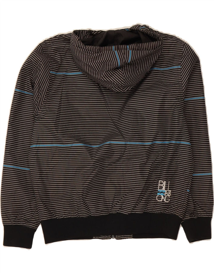 BILLABONG Boys Hooded Bomber Jacket 9-10 Years Black Pinstripe Polyester Vintage Billabong and Second-Hand Billabong from Messina Hembry 