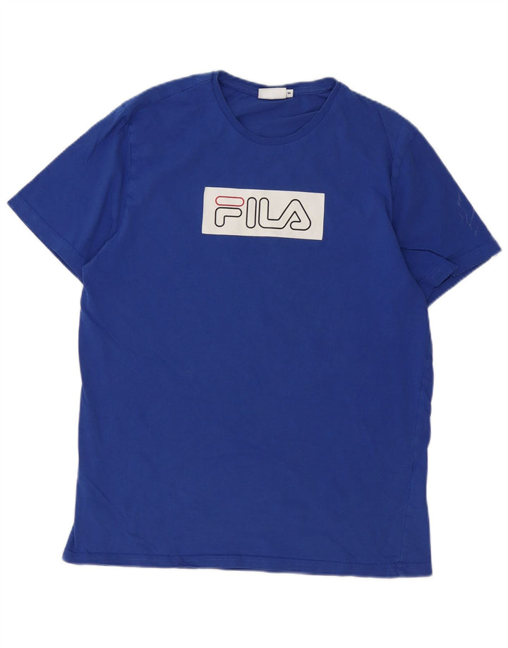 Fila Herren Grafik-T-Shirt-Oberteil aus mittelblauer Baumwolle