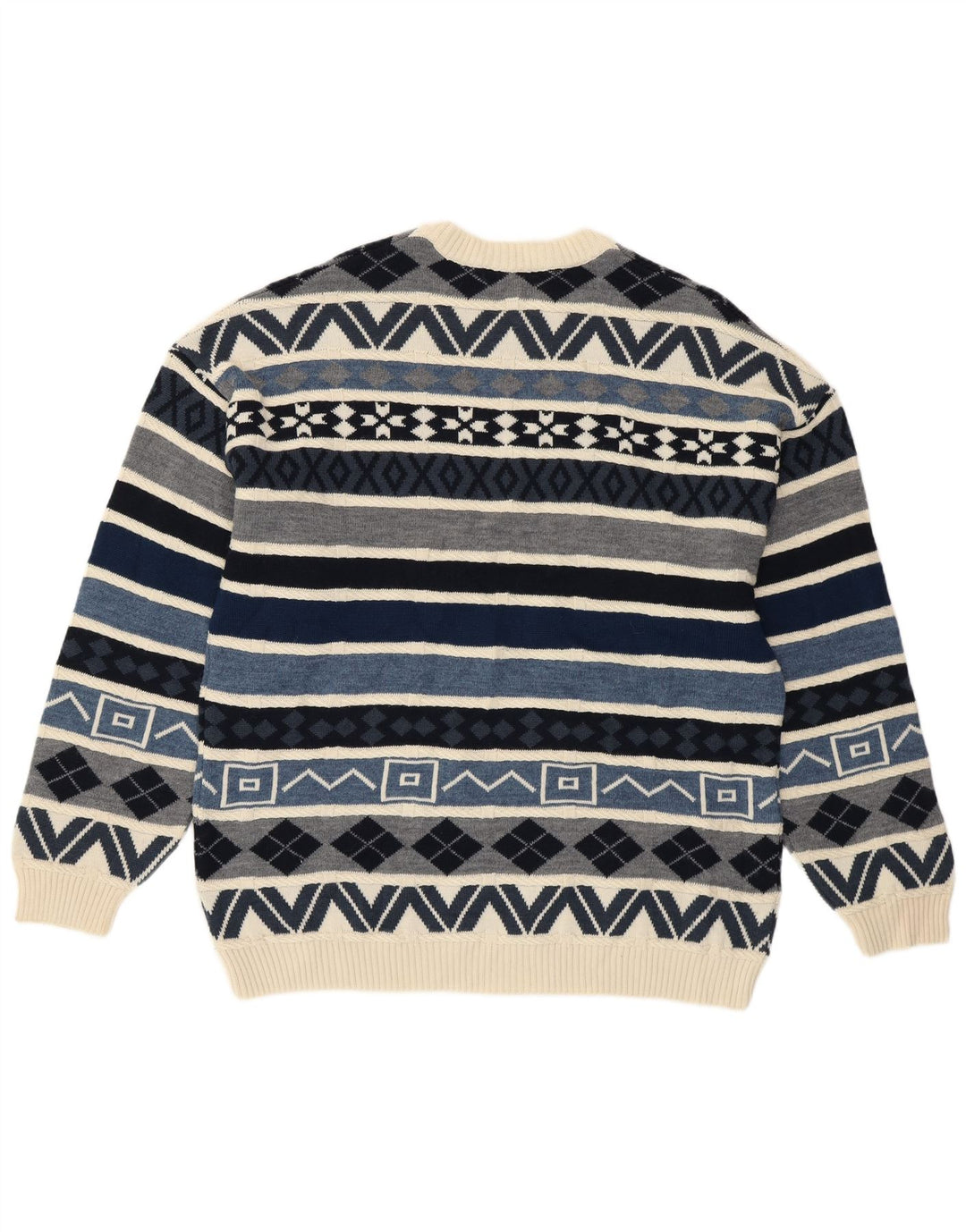 Il Granchio Herren-Pullover mit Rundhalsausschnitt, groß, blau, geometrisch